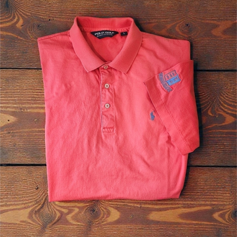 Polo Golf Ralph Lauren Men's 100% Pima Cotton Coral Polo Shirt Size-Large